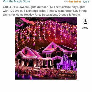 MAOJIA  Purple Orange String Lights 66 ft Icicle Lights